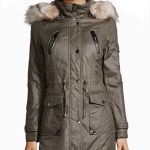 Laundry by Shelli Segal Coat with Fur Hood